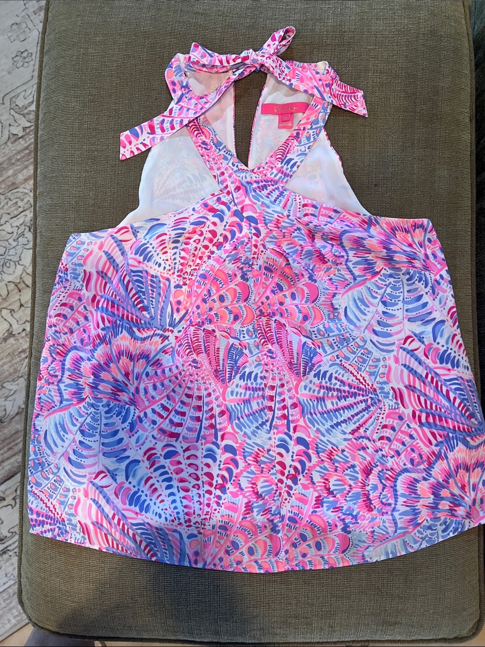 Lilly Pulitzer Pink and Blue Halter Tank Top